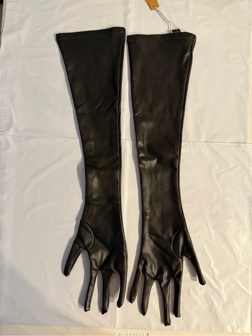 SKIMS Women Medium 2023 Faux Leather Formal Length Long Gloves Onyx Black